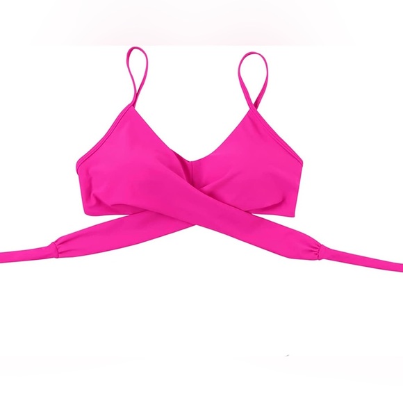325. SMALL NWT Women Wrap Bikini Top Push Up Padded Swimsuit Top Criss Cross Tie - Picture 3 of 7